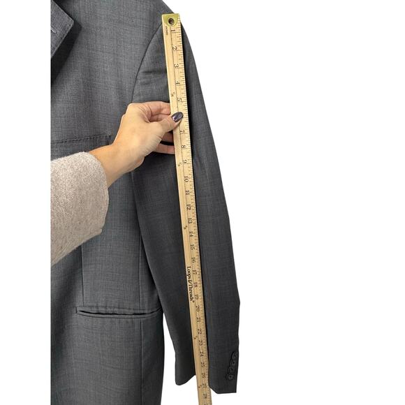 Peter Millar 100% Wool Sport Coat Gray Blazer Men 48T Made in Canada Two Button - Picture 8 of 12
